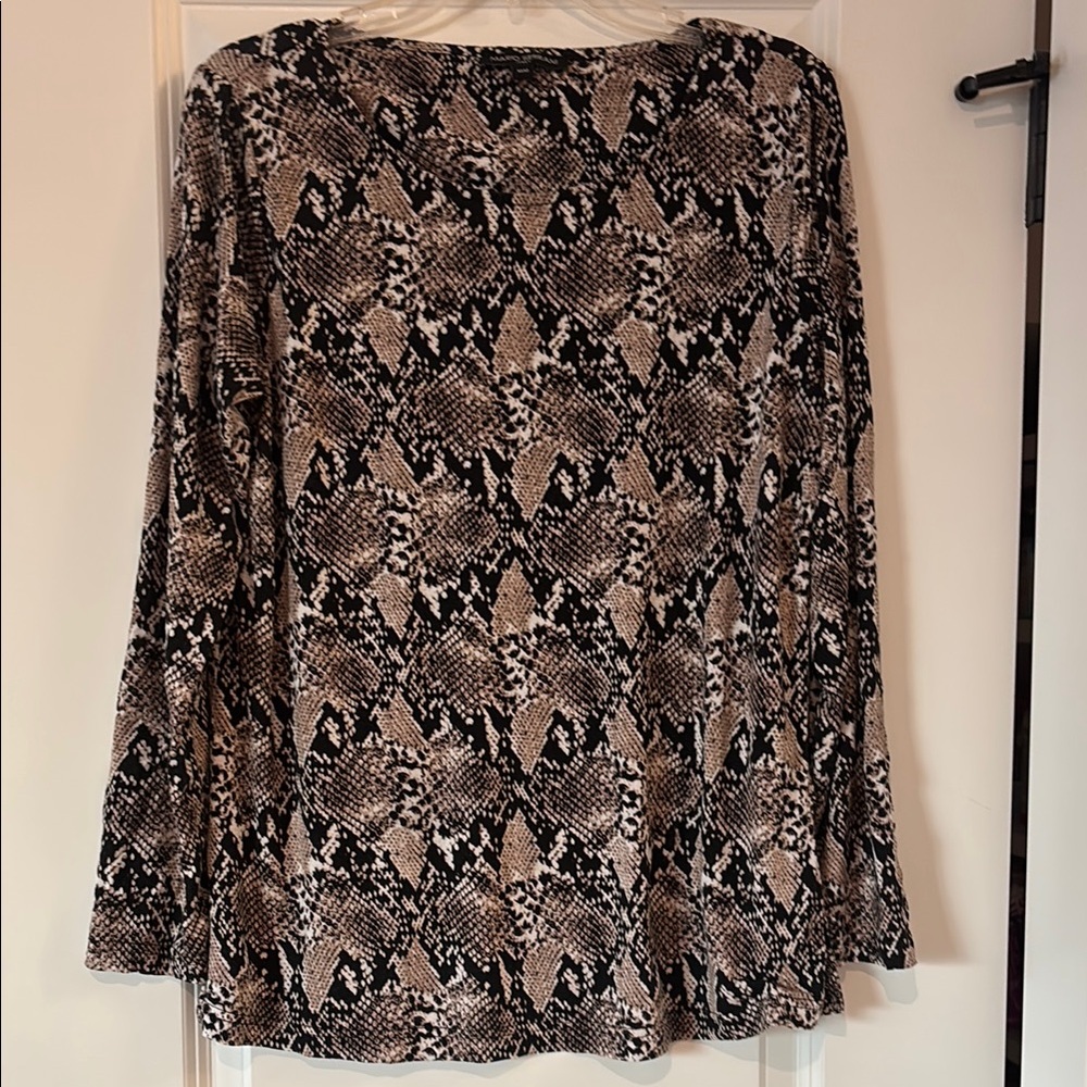 Mario Serrani Relaxed Brown and Tan Blouse